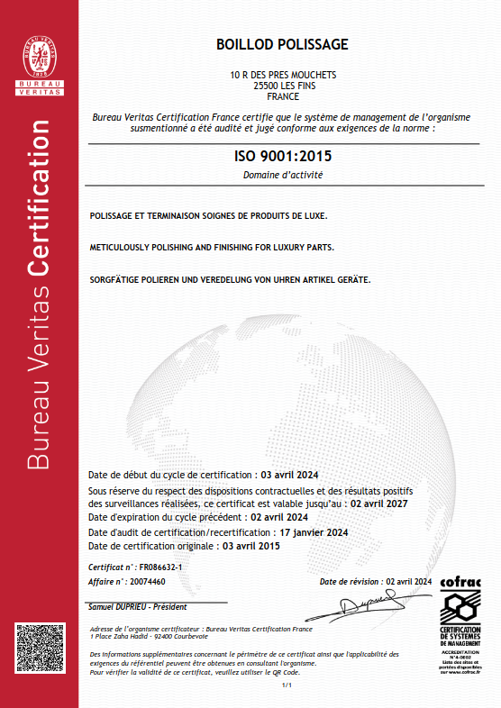 Certificat ISO 9001